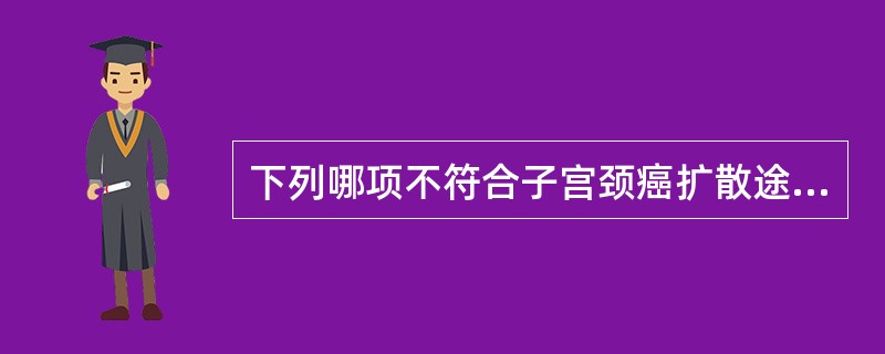 下列哪项不符合子宫颈癌扩散途径的描述？（　　）