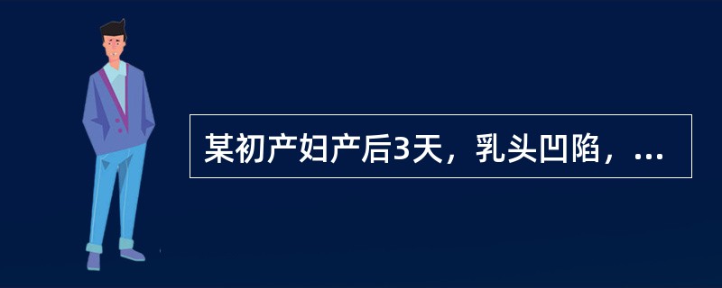 某初产妇产后3天，乳头凹陷，乳房胀痛，乳汁排流不畅，体温38℃，正确的处理方法是（　　）。