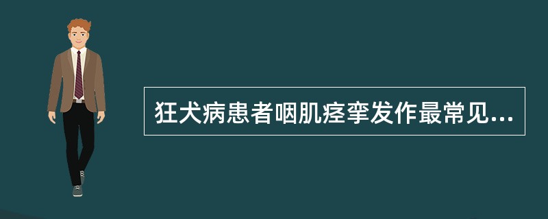 狂犬病患者咽肌痉挛发作最常见的诱发因素是（　　）。