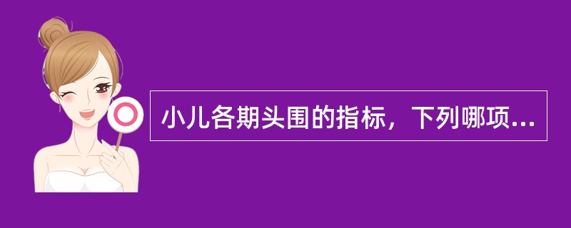 小儿各期头围的指标，下列哪项错误