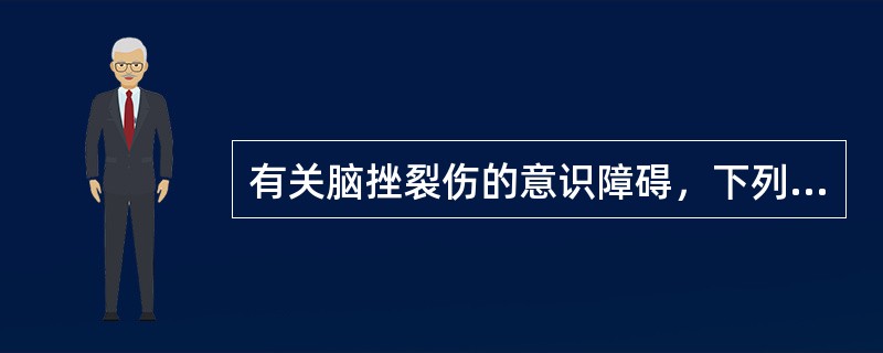 有关脑挫裂伤的意识障碍，下列选项不正确的是（　　）。