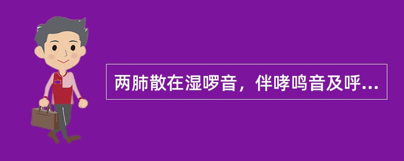 两肺散在湿啰音，伴哮鸣音及呼气延长的是（　　）。