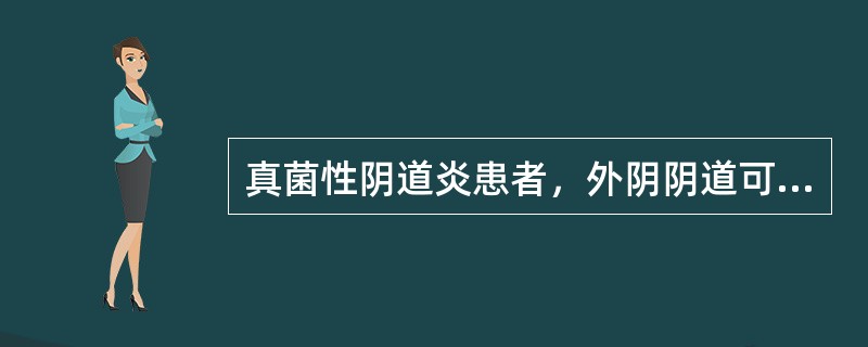 真菌性阴道炎患者，外阴阴道可见（　　）。