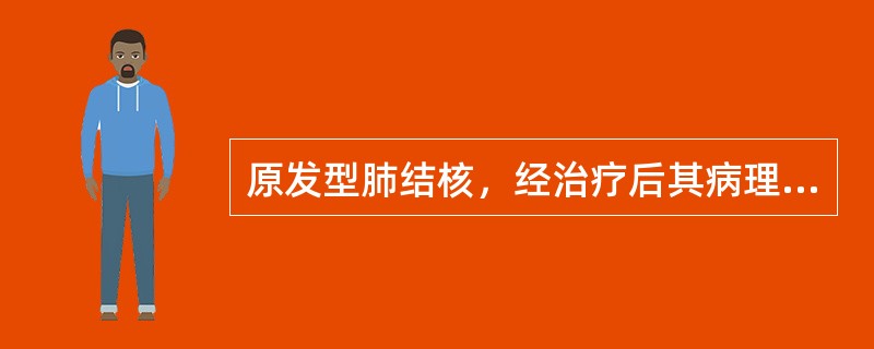 原发型肺结核，经治疗后其病理转归最可能是（　　）。