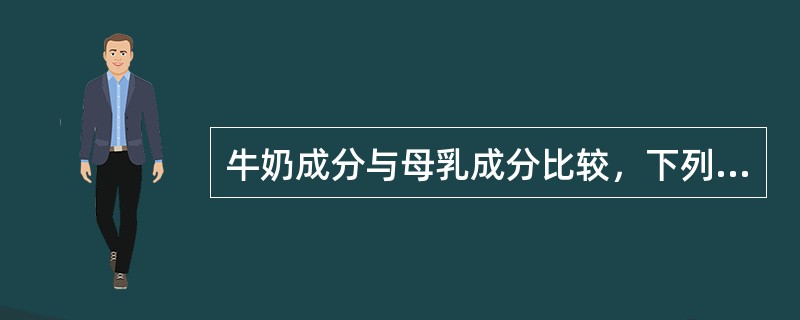 牛奶成分与母乳成分比较，下列哪项不正确