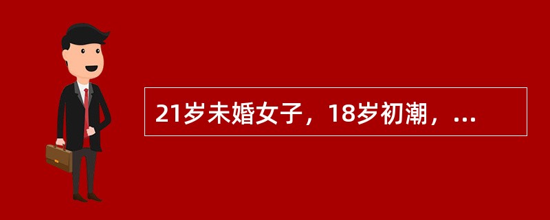 21岁未婚女子，18岁初潮，经量少，周期3～6个月一次，LMP：8个月前。追问病史，不食肉，每日饭量2～3两及少量蔬菜。检查：体形消瘦，乳房发育不良，阴毛稀少，外阴未婚型，子宫稍小，双侧附件正常，此病