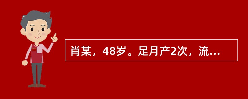 肖某，48岁。足月产2次，流产2次，无早产，现有子女2人。其生育史描述为