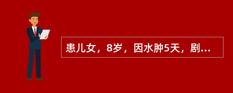 患儿女，8岁，因水肿5天，剧烈头痛、呕吐2天入院。2周前曾发热、咽痛。查体：BP160/80mmHg，双肺无异常。尿常规：蛋白（++），RBC30～50个/HP，尿比重020，血沉增快。该小儿的诊断应