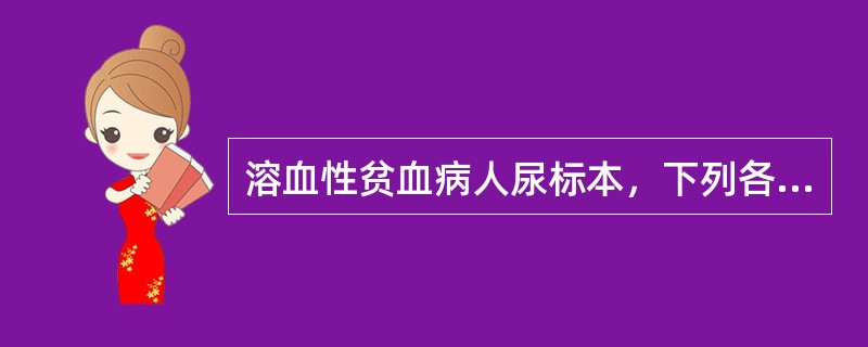 溶血性贫血病人尿标本，下列各项中肯定为阴性的一项是