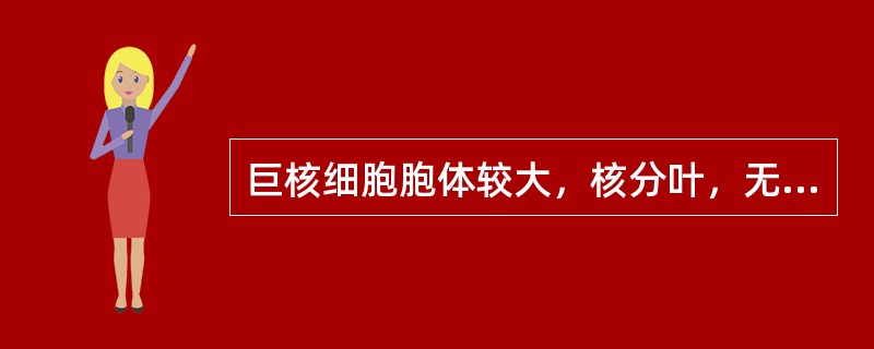 巨核细胞胞体较大，核分叶，无核仁，浆内充满紫红色颗粒，周边无血小板形成，符合下列哪种巨核细胞的特点（）
