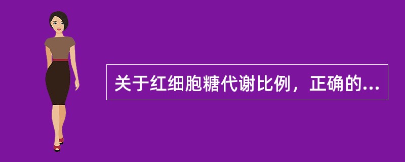 关于红细胞糖代谢比例，正确的是（）