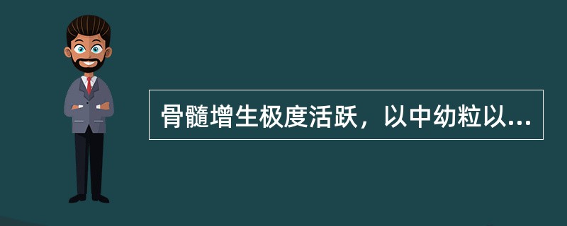 骨髓增生极度活跃，以中幼粒以下阶段细胞为主，较易见嗜酸、嗜碱性粒细胞，此病可能为（　　）。