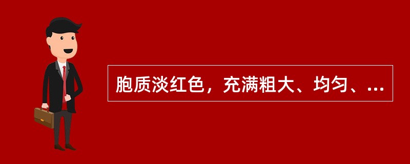 胞质淡红色，充满粗大、均匀、排列紧密的橘红色颗粒，此种细胞是