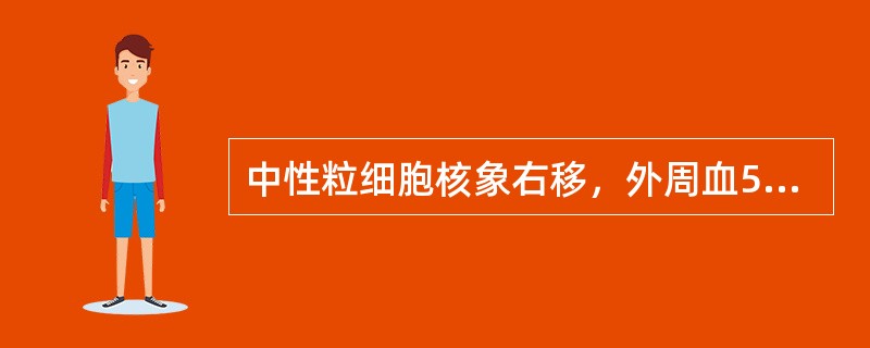 中性粒细胞核象右移，外周血5叶核中性粒细胞大于