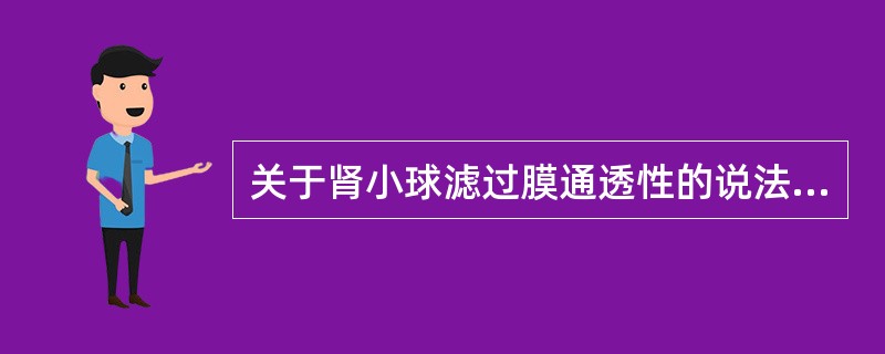 关于肾小球滤过膜通透性的说法，错误的是