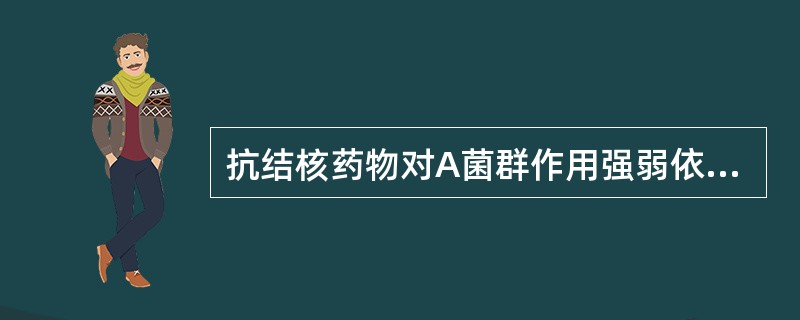 抗结核药物对A菌群作用强弱依次为（　　）。