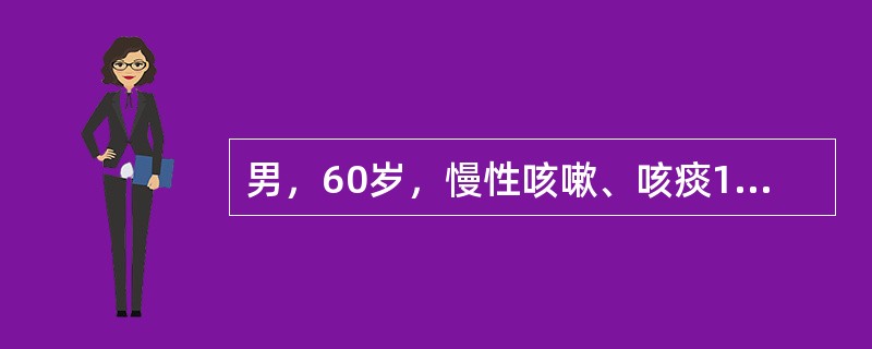 男，60岁，慢性咳嗽、咳痰12年，气急3年，呈逐渐加重，胸片示肋间隙增宽、双肺透亮度增加，两下肺纹理乱，最可能的诊断是（　　）。