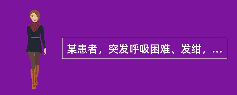 某患者，突发呼吸困难、发绀，右胸呈鼓音，呼吸音消失，最可能的诊断为（　　）。