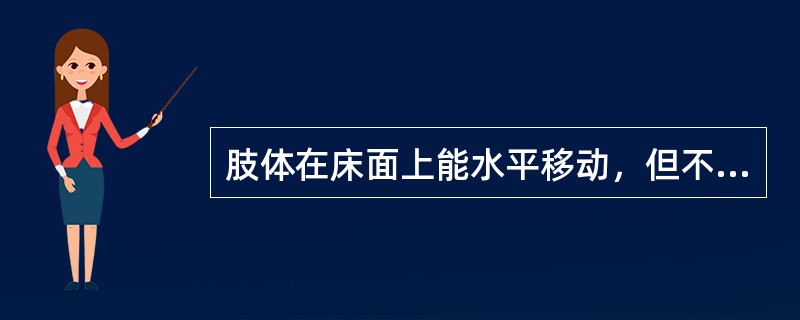 肢体在床面上能水平移动，但不能抬离床面提示肌力为
