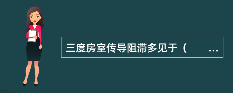 三度房室传导阻滞多见于（　　）。