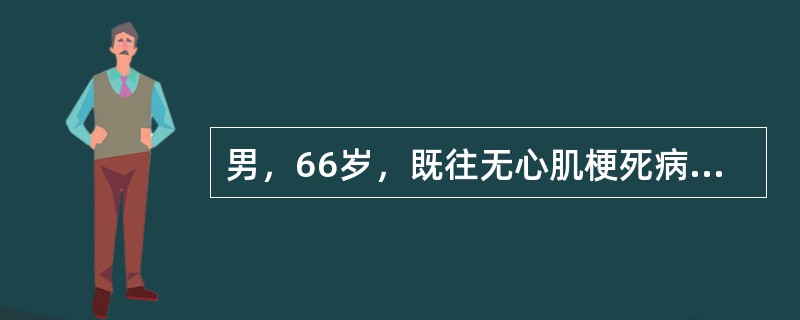 男，66岁，既往无心肌梗死病史，情绪激动后突发胸闷、气短，伴大汗和呕吐。2小时后到达急诊室，血压170/105mmHg，心率108次/分，心电图V1～V4导联ST段抬高，入院即刻采血，肌钙蛋白测定阴性