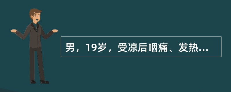 男，19岁，受凉后咽痛、发热、咳嗽，1周后出现颜面及下肢水肿，查尿蛋白(+)，尿红细胞(++)。最可能的诊断是