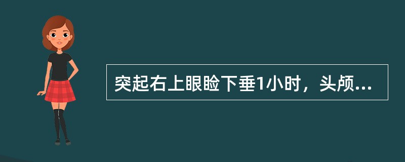 突起右上眼睑下垂1小时，头颅CT右侧侧裂池高密度的为（　　）。