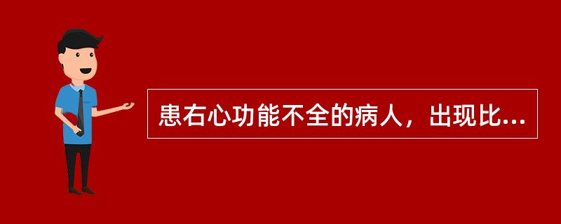 患右心功能不全的病人，出现比较早的症状是（　　）。