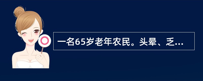 一名65岁老年农民。头晕、乏力、骨骼疼痛伴不规则发热2月就诊。体检：贫血貌，全身皮肤可见少许散在瘀点，胸骨无压痛，脾肋下2cm。化验：Hb60g/L，WBC30×109/L，血小板25.6×109/L