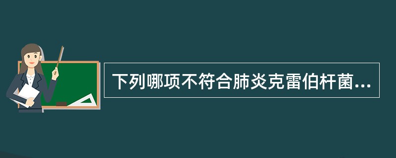 下列哪项不符合肺炎克雷伯杆菌肺炎的临床特点？（　　）