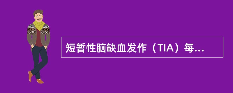 短暂性脑缺血发作（TIA）每次出现神经系统症状的持续时间不应超过（　　）。