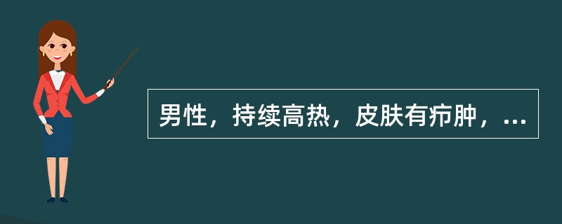男性，持续高热，皮肤有疖肿，血象WBC 18×10<sup>9</sup>/L