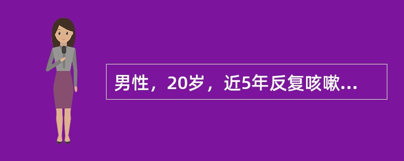 男性，20岁，近5年反复咳嗽、咳脓痰，加重伴发热2天入院，抗炎治疗后病情可暂时短期缓解，最可能的诊断是（　　）。