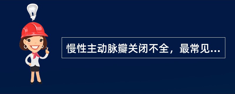 慢性主动脉瓣关闭不全，最常见的病因是（　　）。