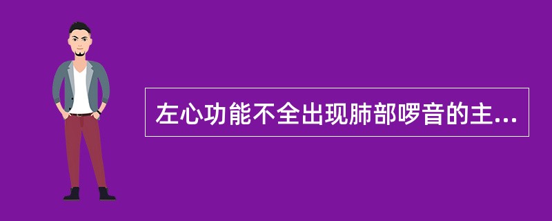 左心功能不全出现肺部啰音的主要机制是（　　）。