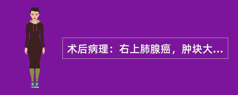 术后病理：右上肺腺癌，肿块大小为2cm×3cm×2cm，胸膜及支气管切端未见肿瘤累及，淋巴结未见转移，其病理分期为（　　）。