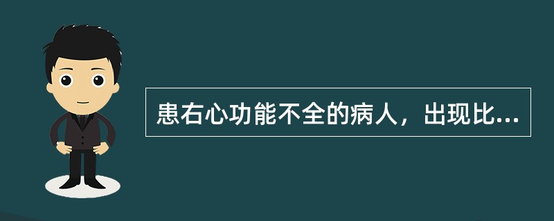 患右心功能不全的病人，出现比较早的症状是（　　）。