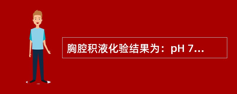 胸腔积液化验结果为：pH 7.28，WBC 1200×106/L，多核细胞0.56。单核细胞0.44，葡萄糖2.4mmol/L。ADA 15U/L，胸水/血清CEA比值为2。应考虑诊断为（　　）。