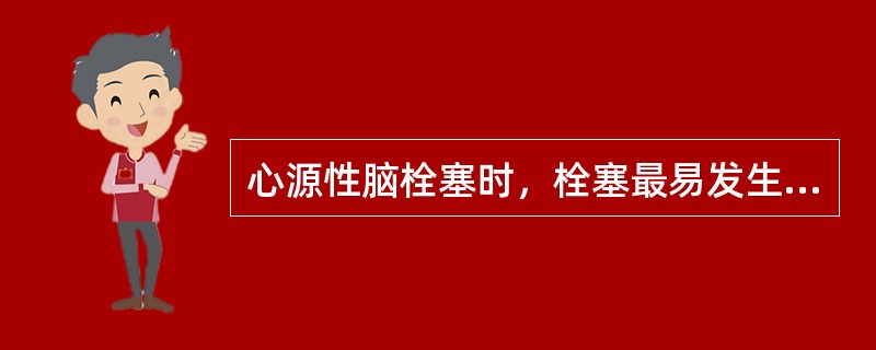 心源性脑栓塞时，栓塞最易发生的血管是