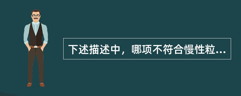 下述描述中，哪项不符合慢性粒细胞白血病？（　　）