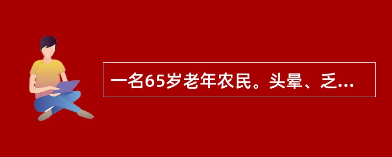 一名65岁老年农民。头晕、乏力、骨骼疼痛伴不规则发热2月就诊。体检：贫血貌，全身皮肤可见少许散在瘀点，胸骨无压痛，脾肋下2cm。化验：Hb60g/L，WBC30×109/L，血小板25.6×109/L