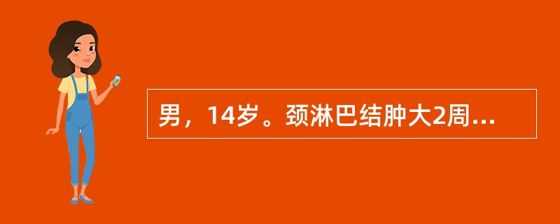 男，14岁。颈淋巴结肿大2周，活检示淋巴结结构破坏，可见里-斯细胞。可诊断为（　　）。