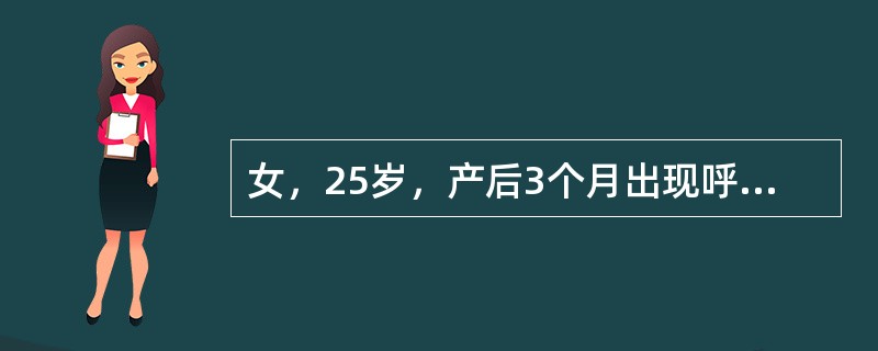 女，25岁，产后3个月出现呼吸困难、心悸、双下肢水肿，体格检查发现心界向两侧扩大，心尖部可闻及粗糙的喷射性收缩期杂音，肝大（　　）。