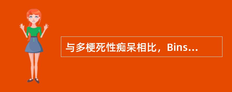 与多梗死性痴呆相比，Binswanger病。（　　）