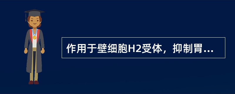 作用于壁细胞H2受体，抑制胃酸的分泌（　　）。