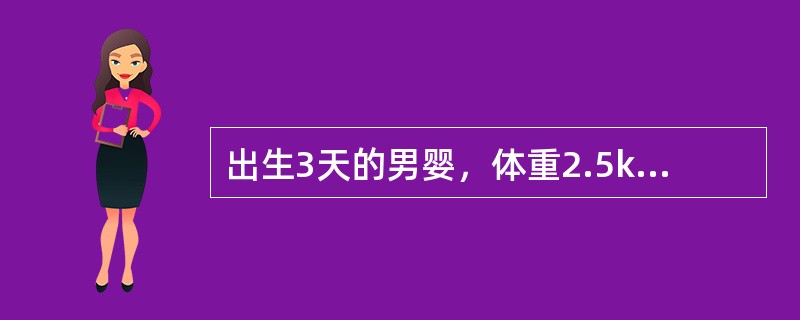 出生3天的男婴，体重2.5kg，生后第一天即出现呕吐，频繁呕吐黄绿色液，一直未排胎便。查体上腹略胀，腹软，无压痛最可能的诊断是（　　）。