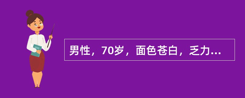 男性，70岁，面色苍白，乏力半年，腰痛1个月，进行性贫血1年。查体：肝脾不大。HGB80g/L，WBC4.0×109/L，PLT70×109/L；骨髓异常，浆细胞0.54，血清蛋白电泳出现M蛋白，尿蛋