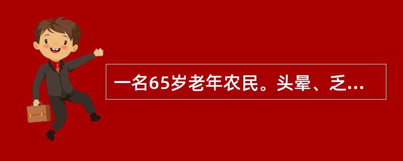 一名65岁老年农民。头晕、乏力、骨骼疼痛伴不规则发热2月就诊。体检：贫血貌，全身皮肤可见少许散在瘀点，胸骨无压痛，脾肋下2cm。化验：Hb60g/L，WBC30×109/L，血小板25.6×109/L