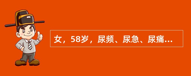 女，58岁，尿频、尿急、尿痛、小腹痛伴终末血尿2天，尿常规见大量红、白细胞/HP，最适宜的检查是（　　）。