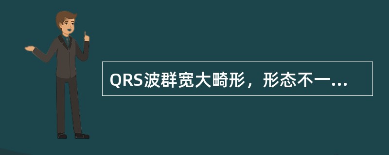 QRS波群宽大畸形，形态不一致（　　）。